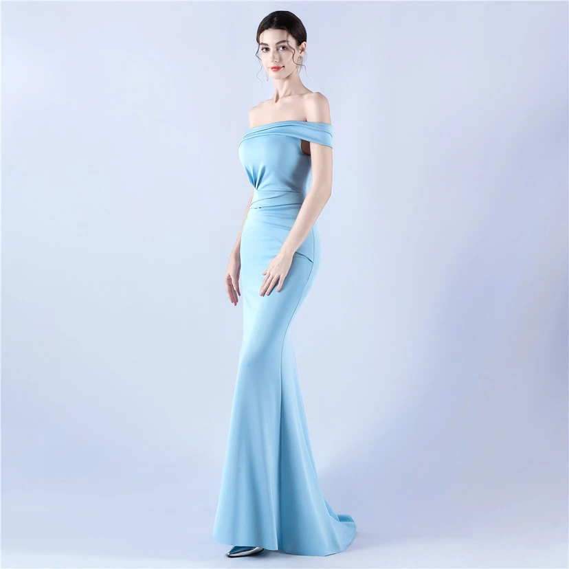 Satin-Abendkleid mit einer Schulter für festliche Anlässe und Bankette view 31
