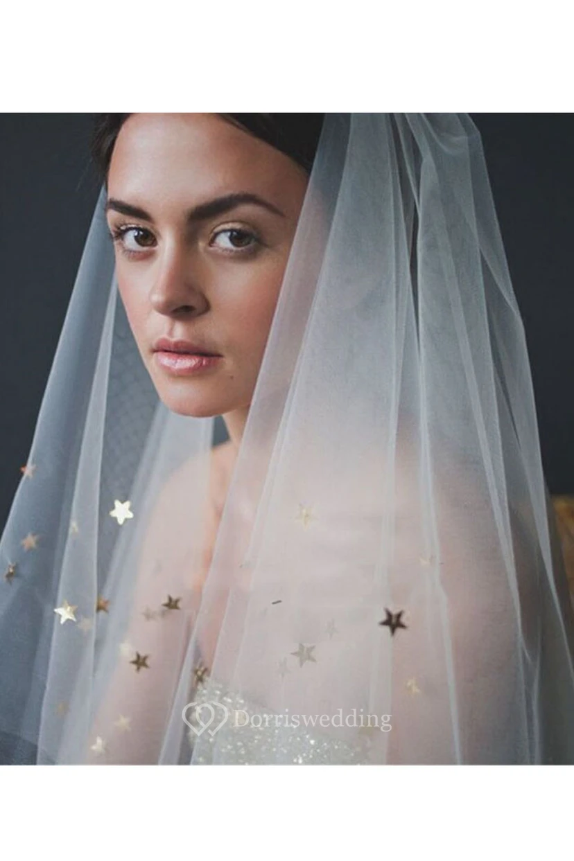 Fairy Tulle Wedding Veil with Sequins view 2
