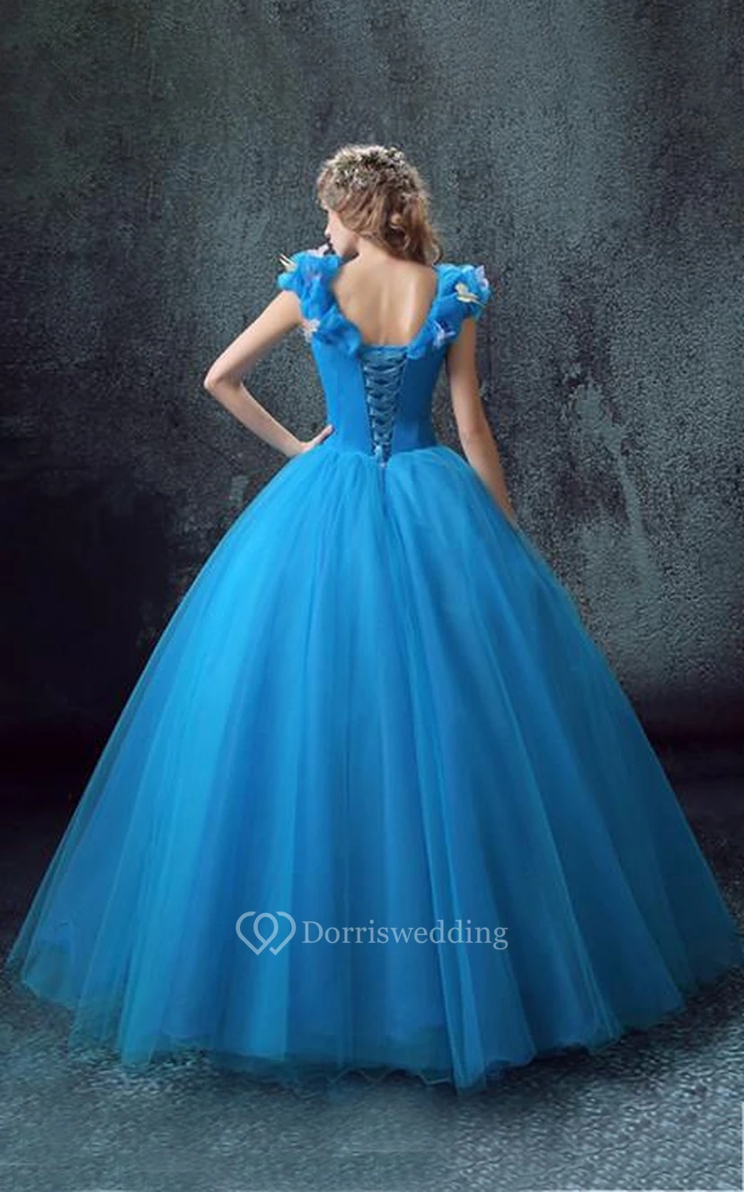 Ball Gown Maxi Sweetheart Sleeveless Bell Ruffles Corset Back Tulle Lace Organza Dress view 2