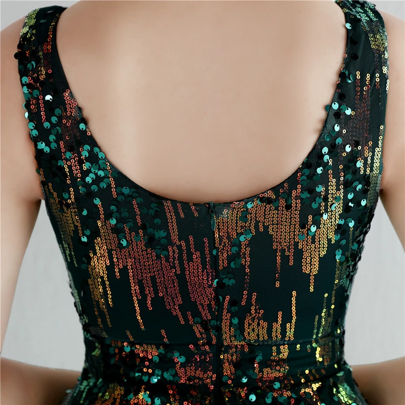 Nouvelle jupe longue fendue à sequins Aura Queen, style banquet de célébrités. view 7