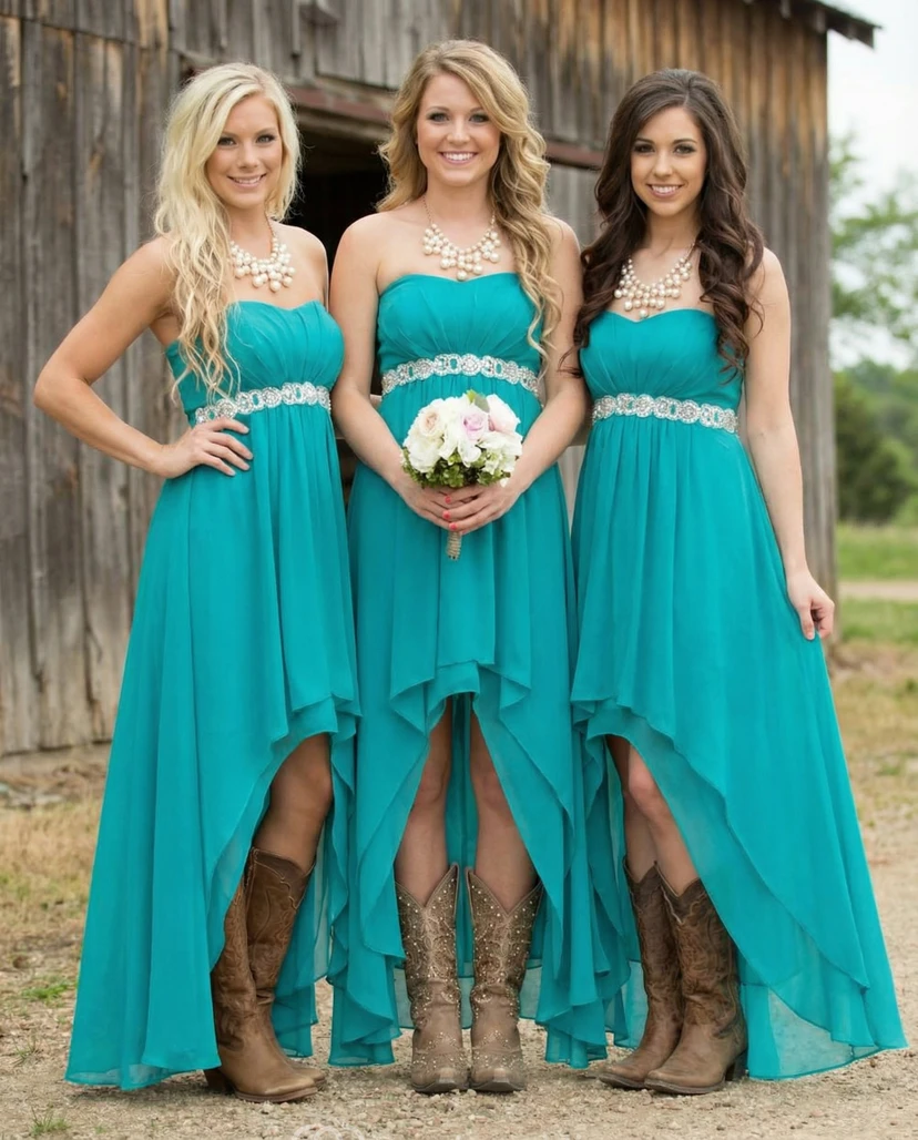High-Low Chiffon Sweetheart Bridesmaid Dress