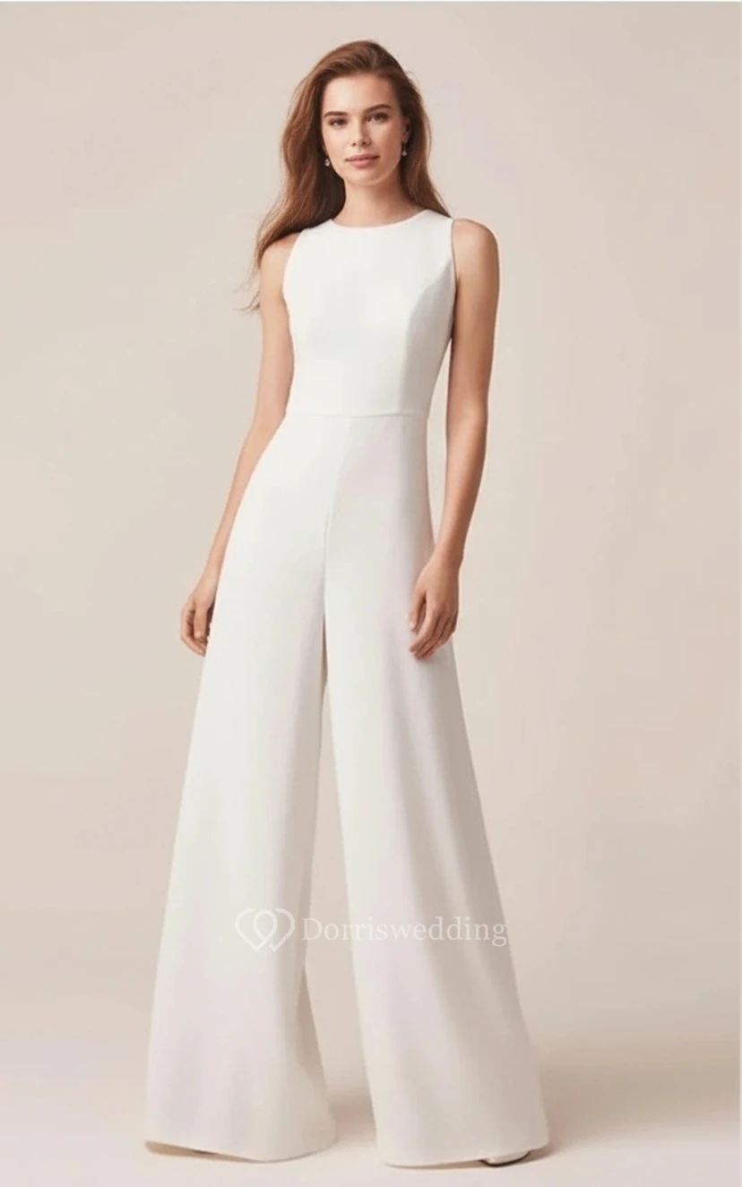 Sleeveless Slim Fit Wide Leg Wedding Jumpsuit