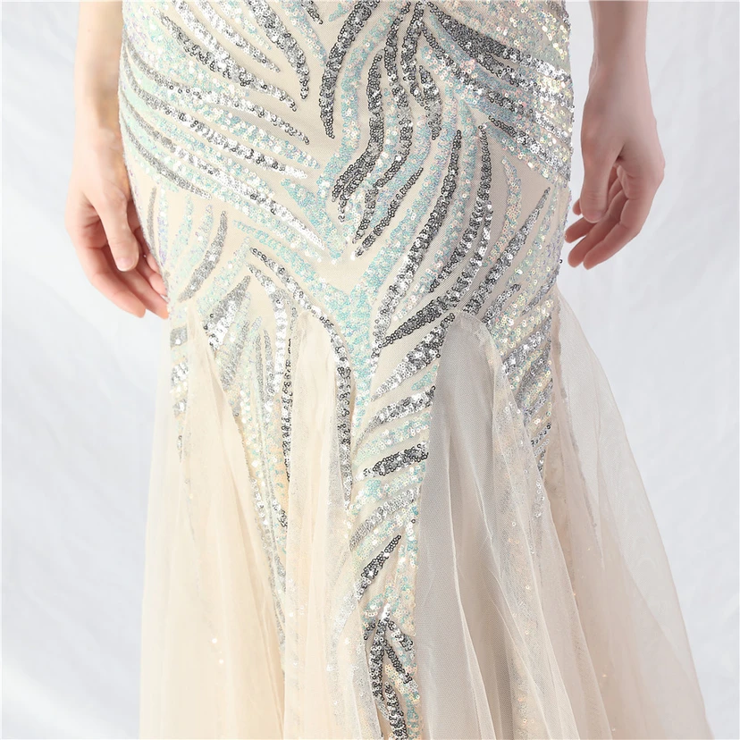 Layered Beads Spliced ​​Mesh High-End Evening Dress view 33