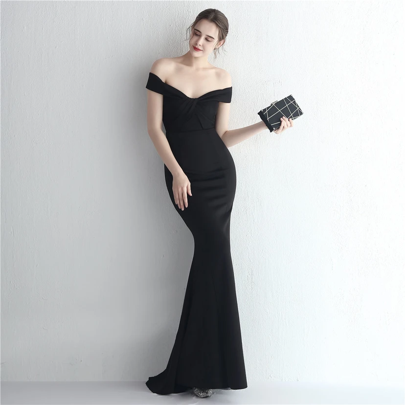 Vestido largo de satén ajustado de un solo hombro para cenas de celebridades, con falda de cola de pez ajustada, vestido de exhibición para modelos de autos de boda view 40