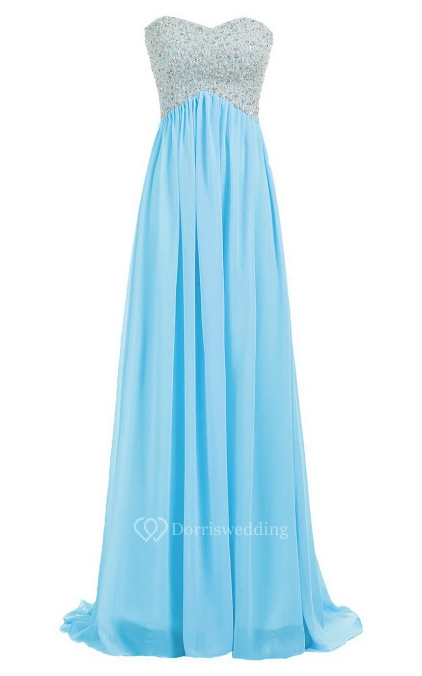 Sweetheart Empire Long Gown With Sequined Bodice view 18