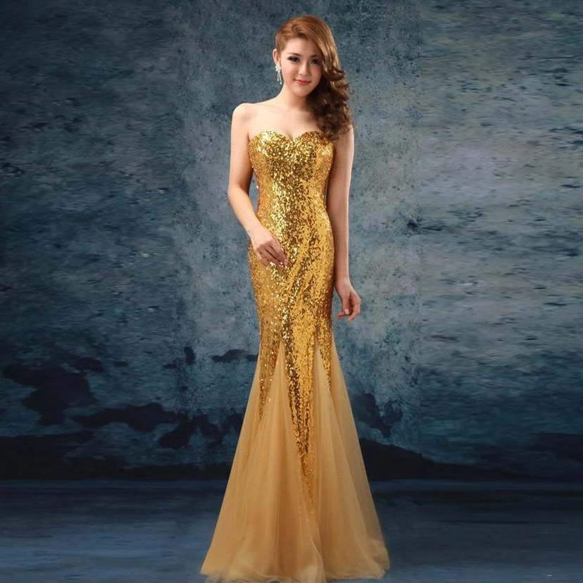 Glamorous Sequins Mermaid Sweetheart Evening Dress Zipper Sleeveless view 5