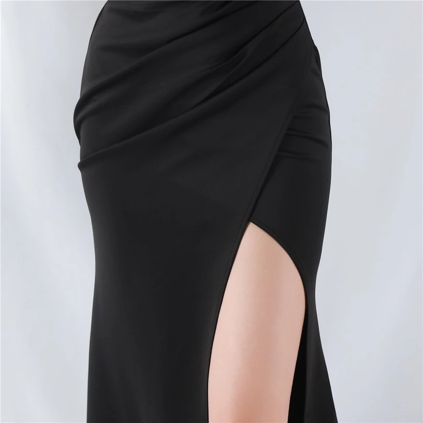 Fishbone Waist Set Crystal Diamond Satin Host Evening Dress view 45