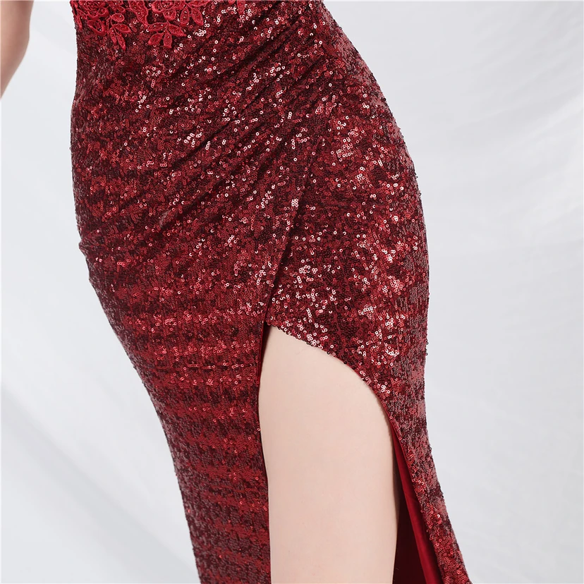 Vestido de noche de alta gama con chaleco de encaje de pelo de avestruz y diamantes, cintura de espina de pescado. view 20