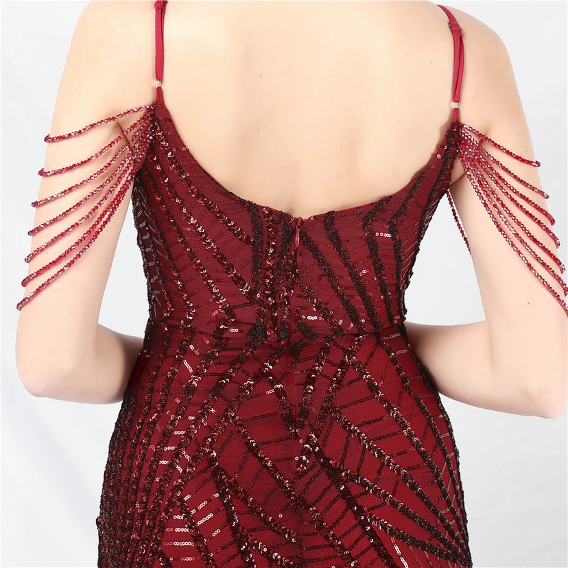 Robe de soirée ultra-résistante à rayures perlées et sequins view 26