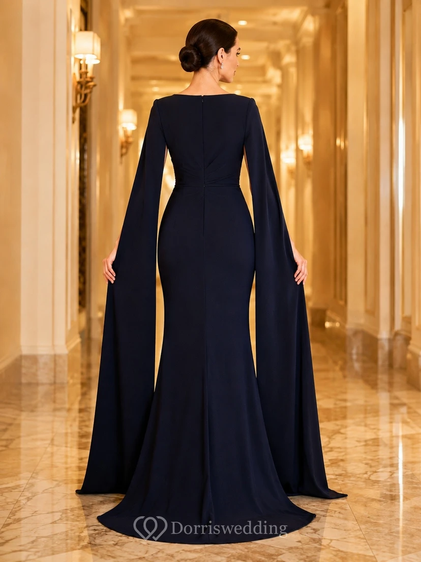 Elegant Square Neck Cape Sleeve Satin A-Line Wedding Gown Dress view 2