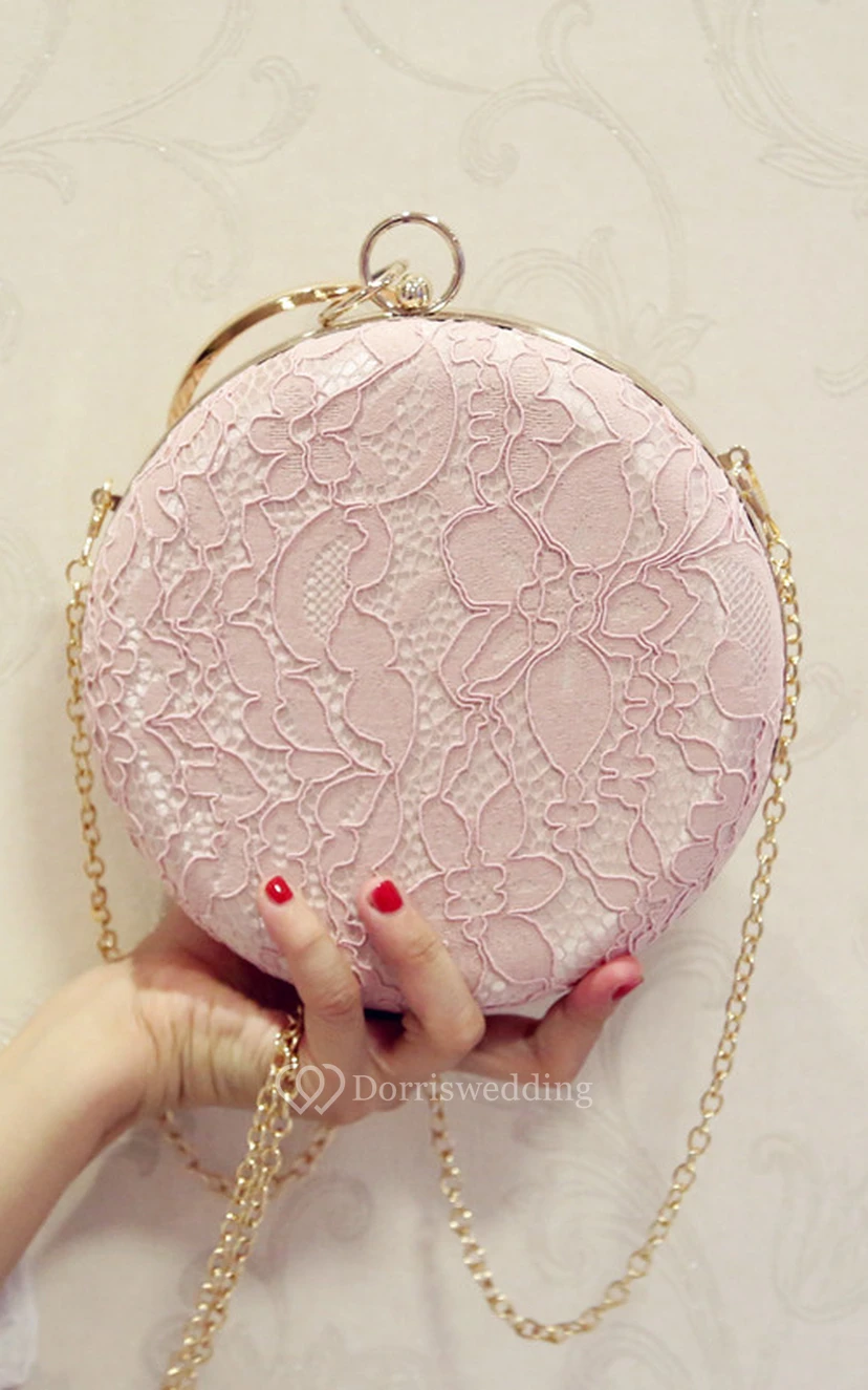 Round Laced Crystal Clutch