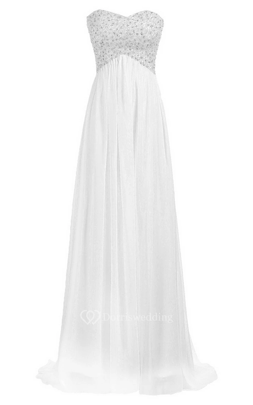Sweetheart Empire Long Gown With Sequined Bodice view 22