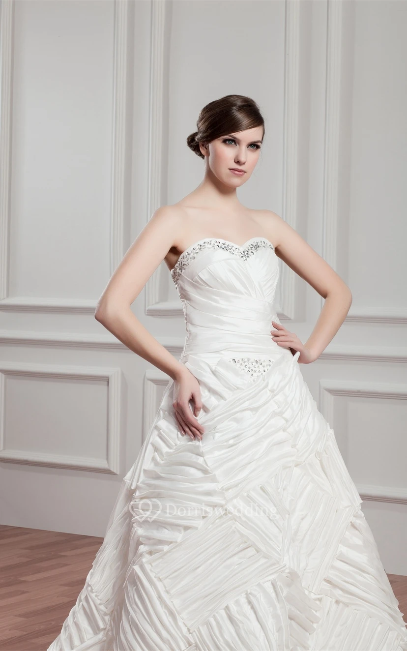 Sweetheart A-Line Ruched Gown With Stress view 8