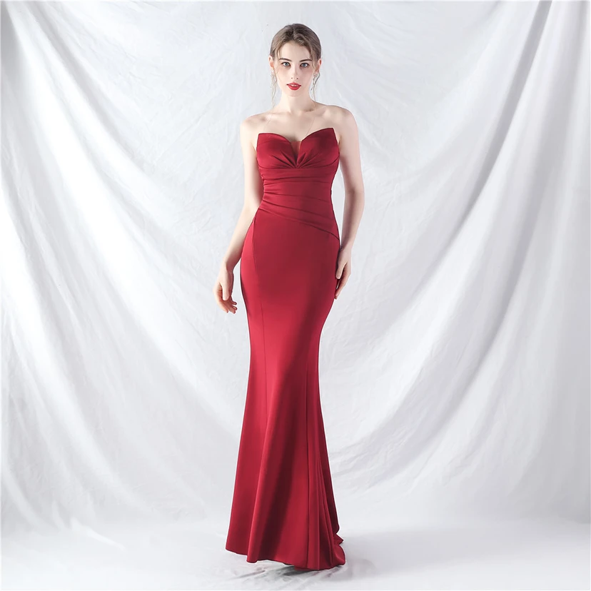 Craft Dress Sexy Off-Shoulder Wrapped Chest Satin Evening Dress video preview