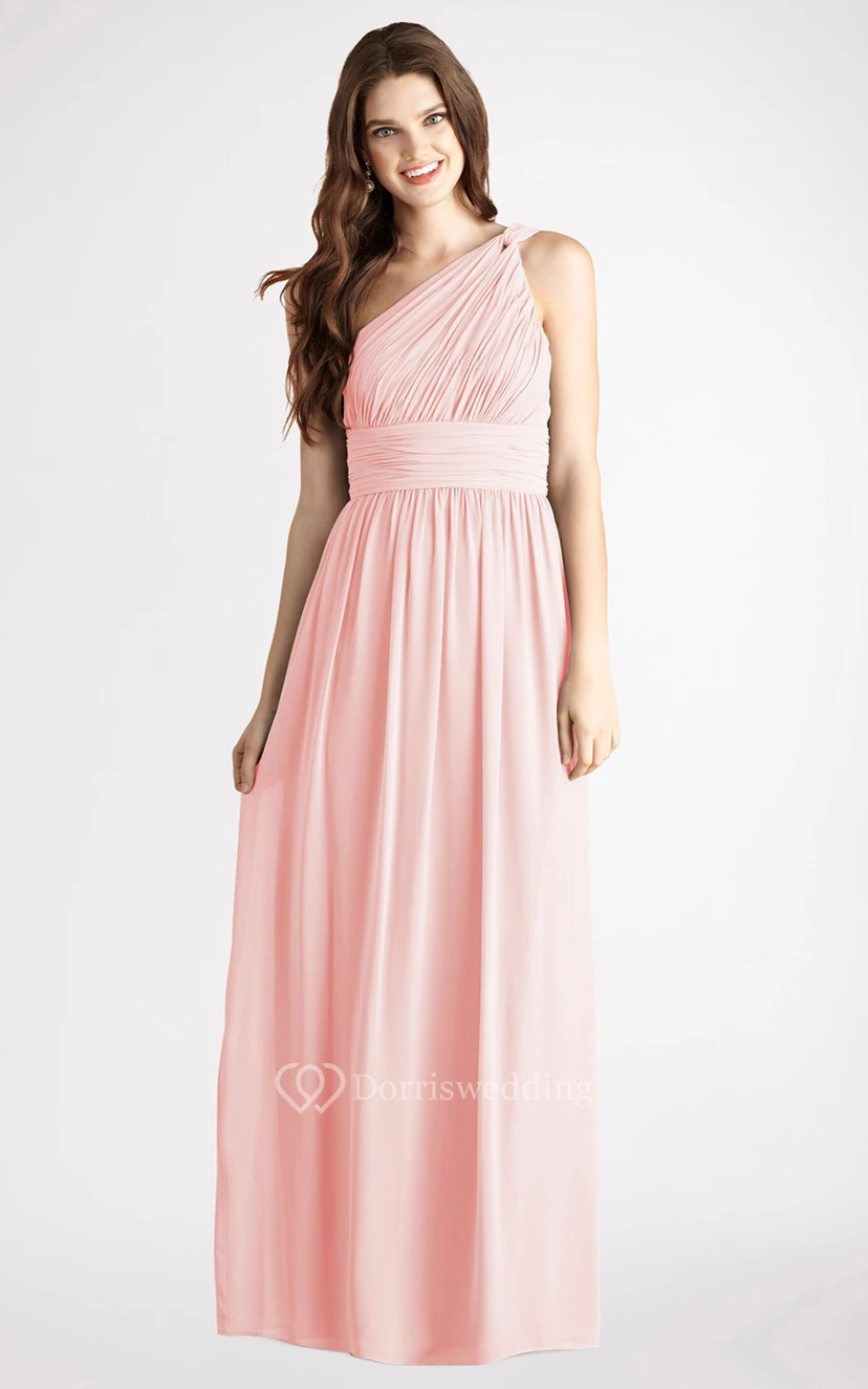 Long-Chiffon Modern One-Shoulder Dress With Ruching view 34