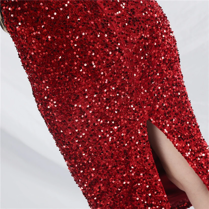 Craft Sequined Velvet Bottom Imitation Handmade Fantasy Sequin Evening Dress Daily Mini Dress view 38