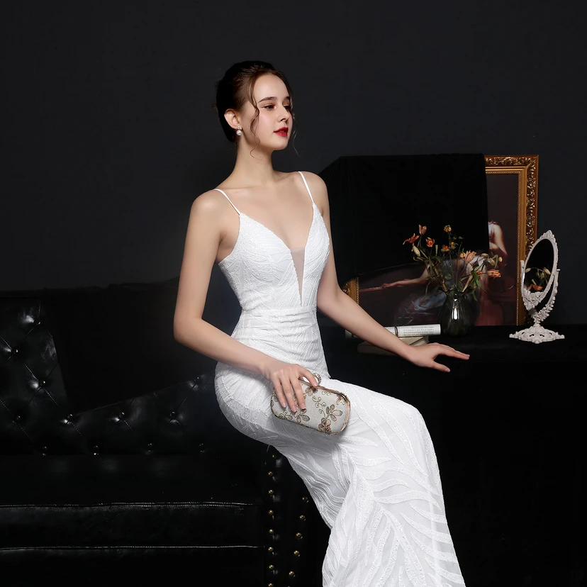 Sequined Fishtail Long Dress Performance Internet Celebrity Event Banquet Car Model Etiquette Evening Dress view 12