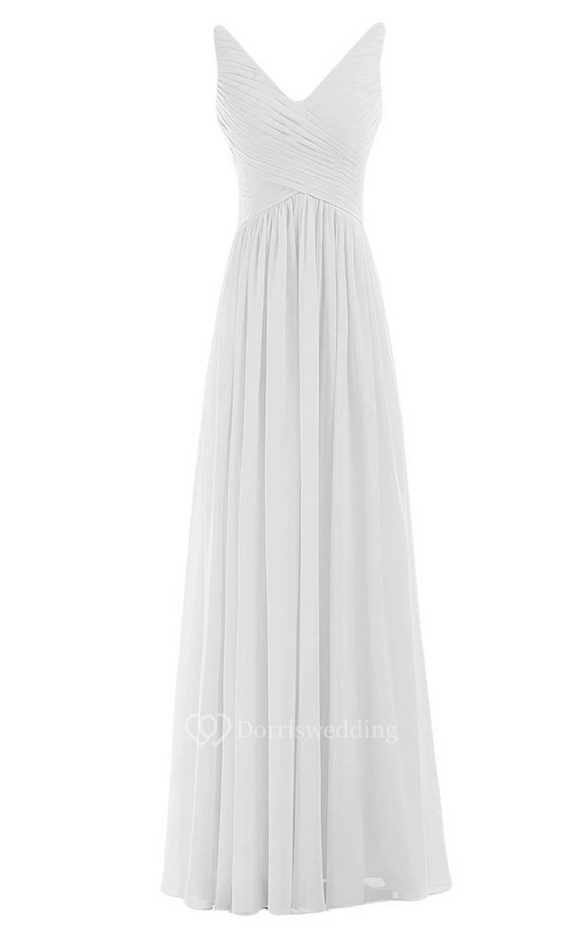 Sleeveless V-neck Chiffon Dress With Crisscross Ruching view 2