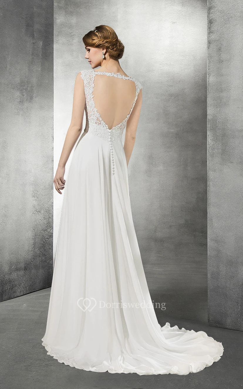Empire Sweetheart Lace And Chiffon Wedding Gown view 2