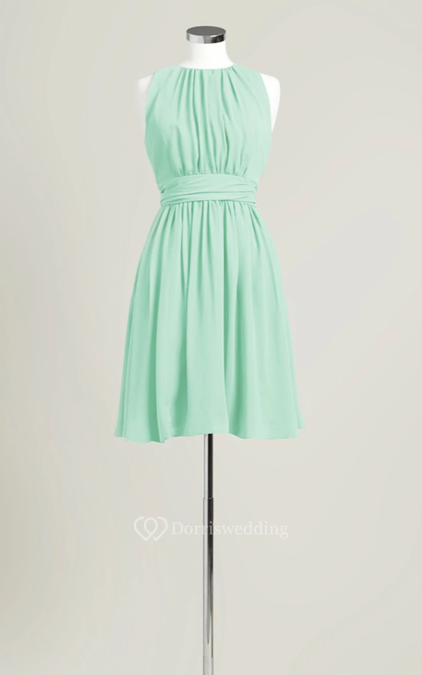 Sleeveless A-Line Short Dress With Jewel Neck view 17