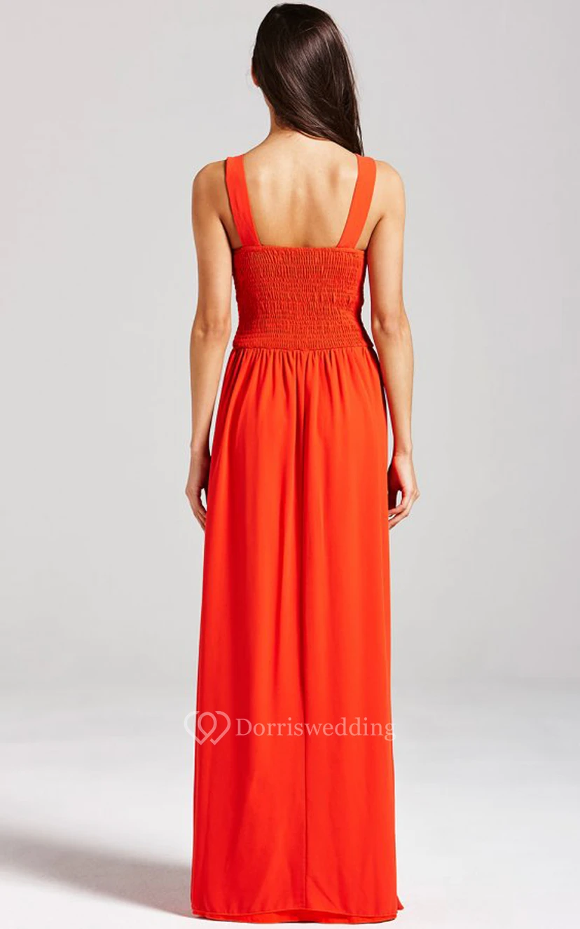 Scoop Neckline Modest A-Line Gown With Squared Back view 30