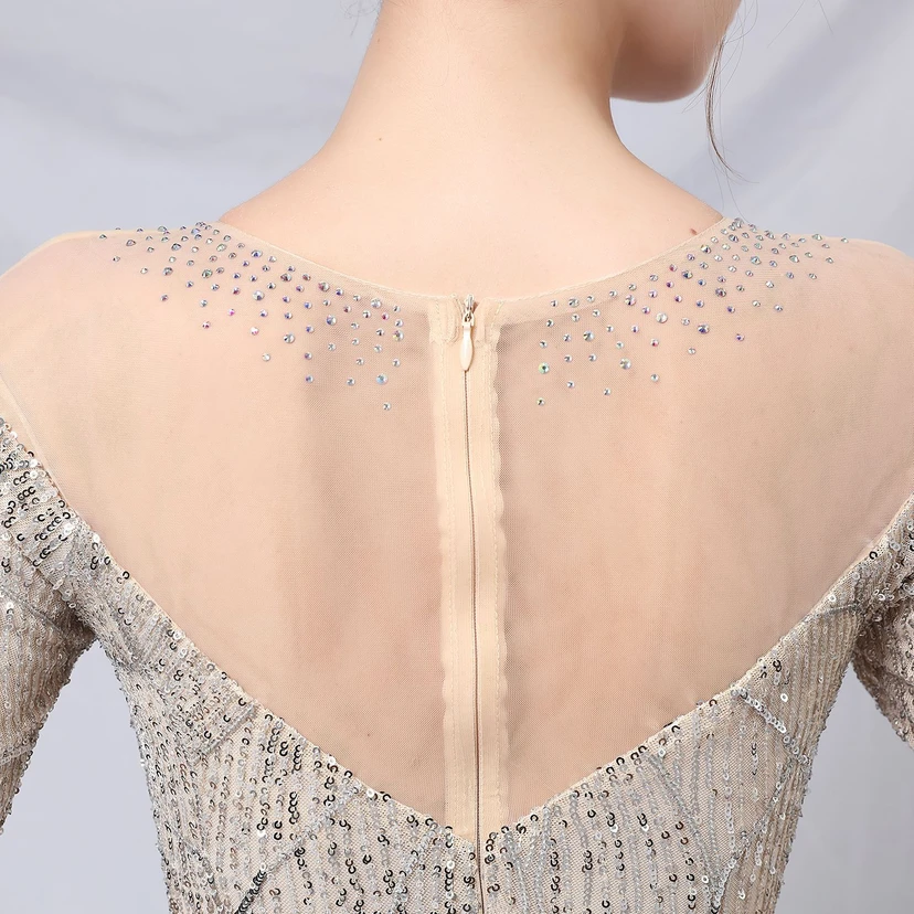 Elegantes, langärmeliges Paillettenkleid im Meerjungfrauenstil mit Meerjungfrauenschnitt – ein echter Hingucker! view 46