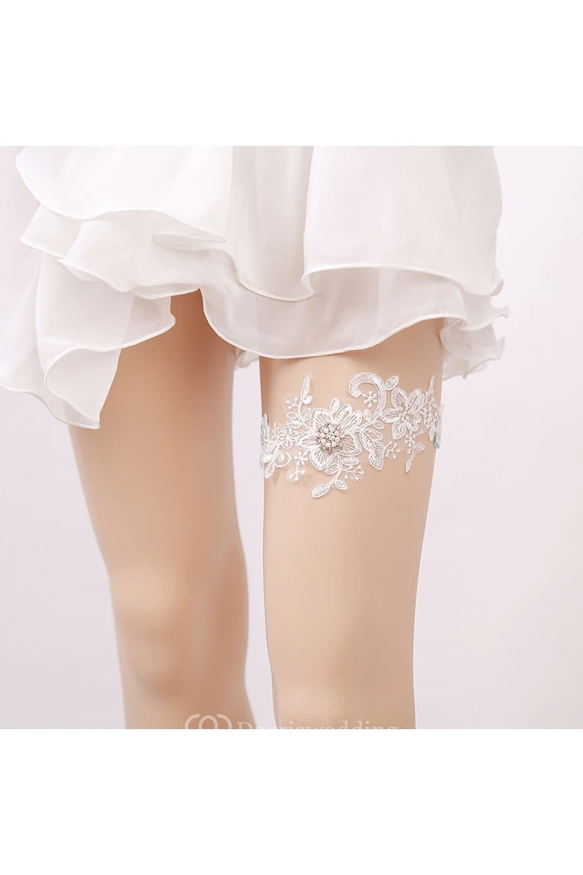 Lace Handmade Beaded Lace Elastic Garter Within 16-23inch