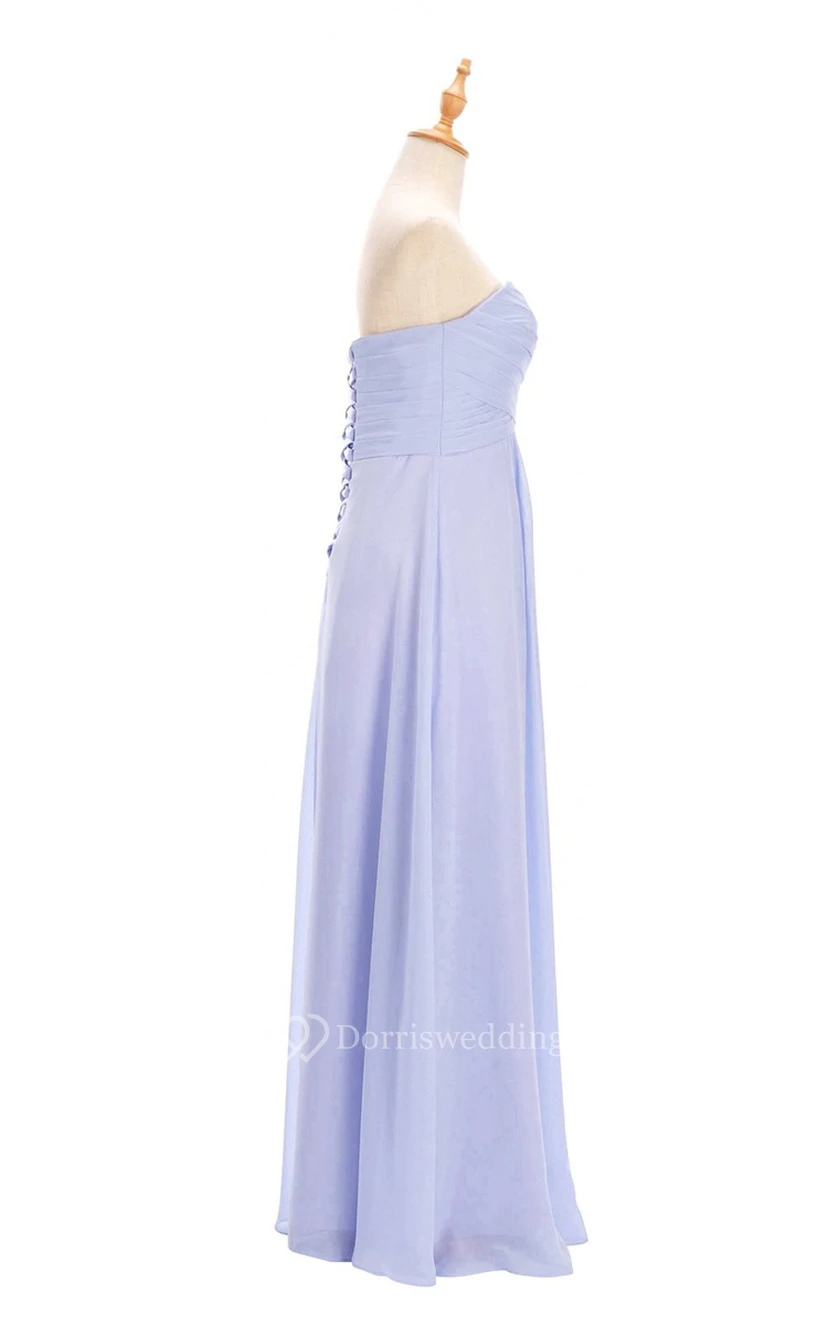Sweetheart Criss-cross Chiffon A-line Dress With Lace-up Back view 28