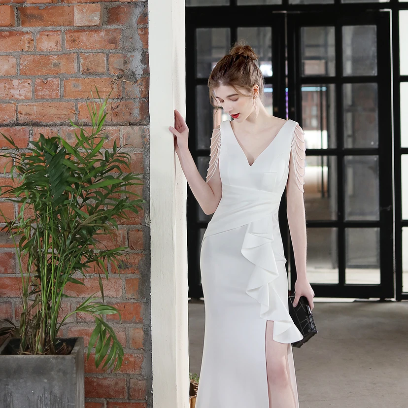 Toast Dress Bride Long Sling Thank-You Banquet Slim Fishtail Skirt Wedding Car Model Exhibition Dress view 65
