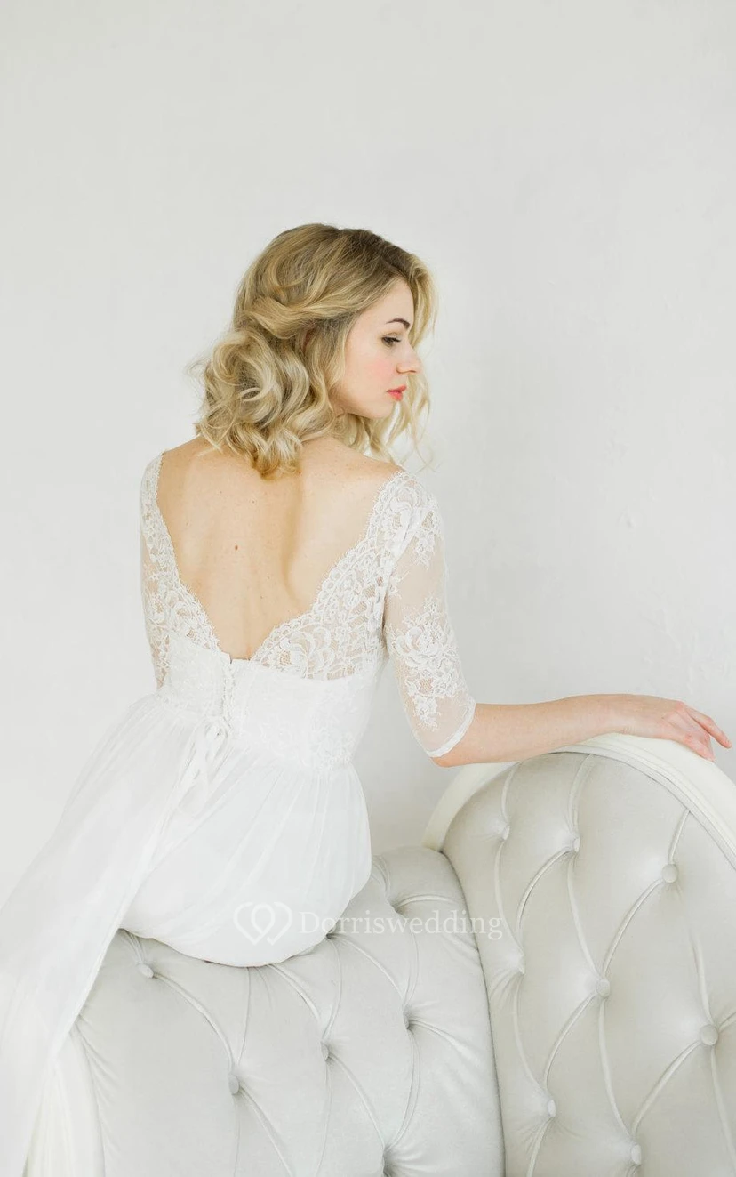Robe de mariée blanche style vintage pour un renouvellement de vœux. view 5