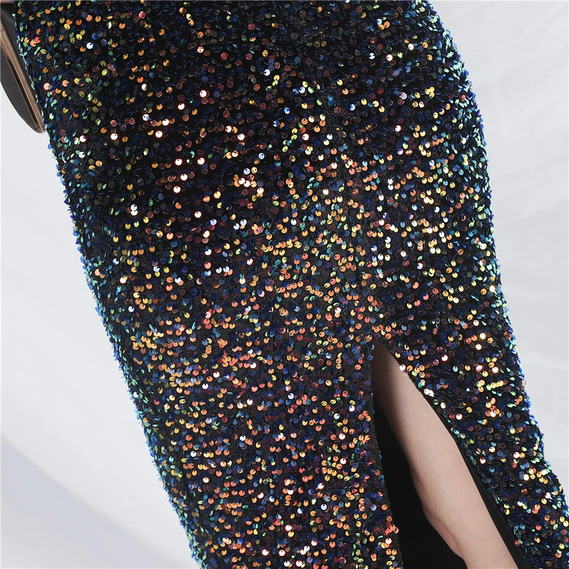 Craft Sequined Velvet Bottom Imitation Handmade Fantasy Sequin Evening Dress Daily Mini Dress view 27