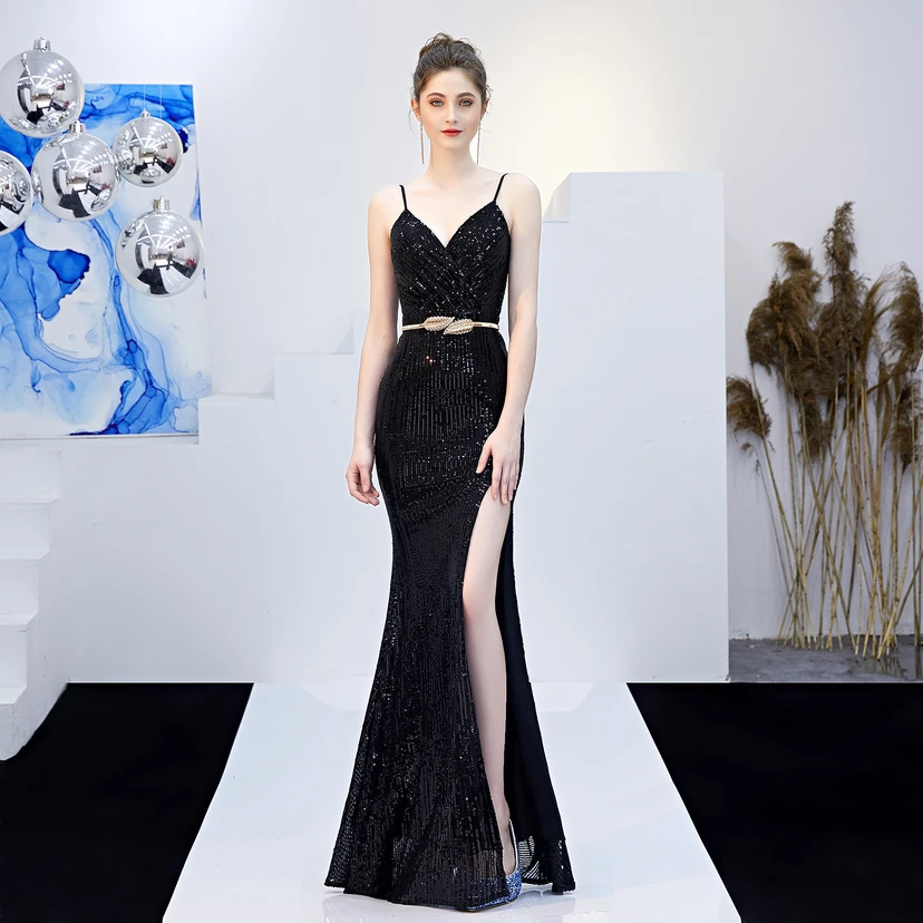 Märchenhaftes, verträumtes Promi-Party-, sexy, langes, schlankes Abendkleid mit Meerjungfrauenschnitt view 42