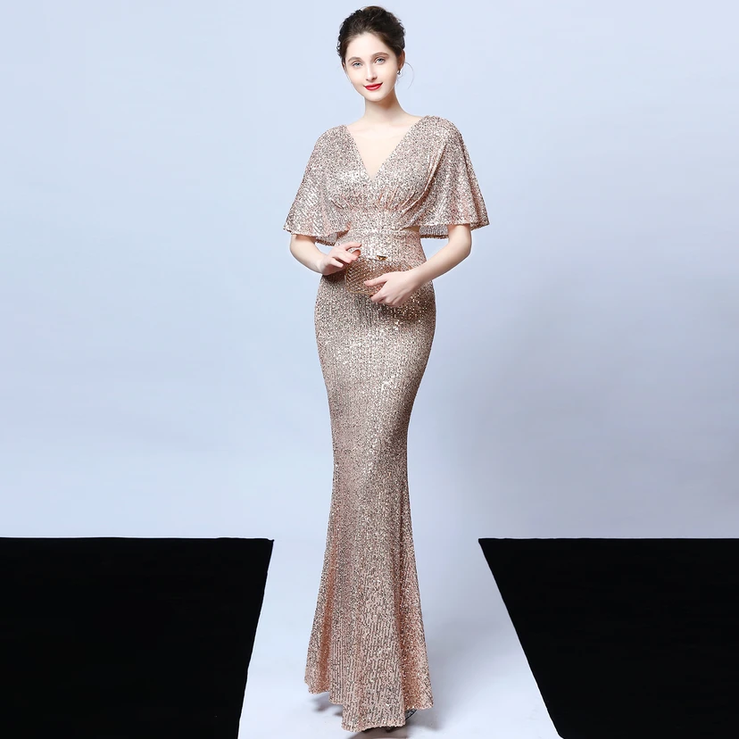 Elegantes Abendkleid mit Polyestergarn, Quasten, Pailletten und Fischschwanzsaum für Damen im Herbst view 14