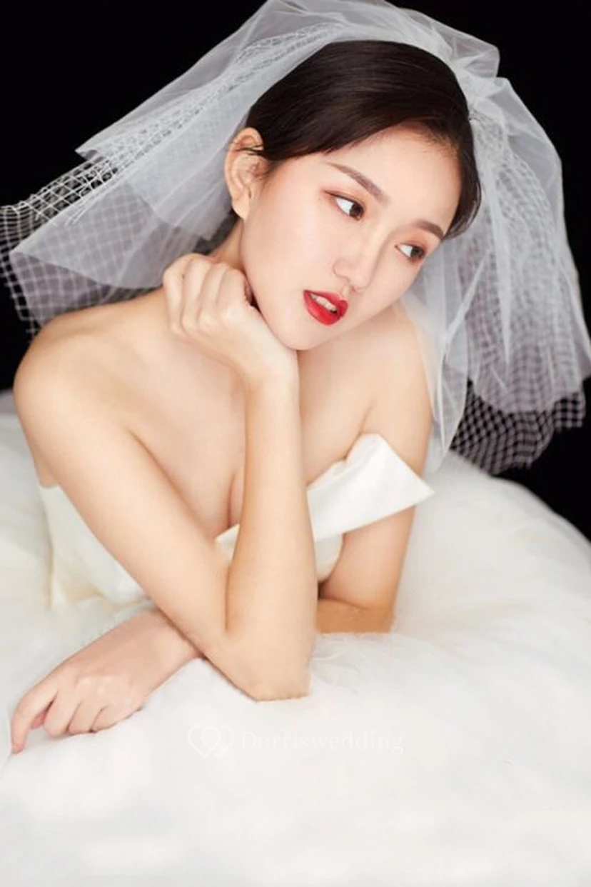 Large Mesh Bride Multi-layer Short Paragraph simple Wedding Veils For Photography  view 2