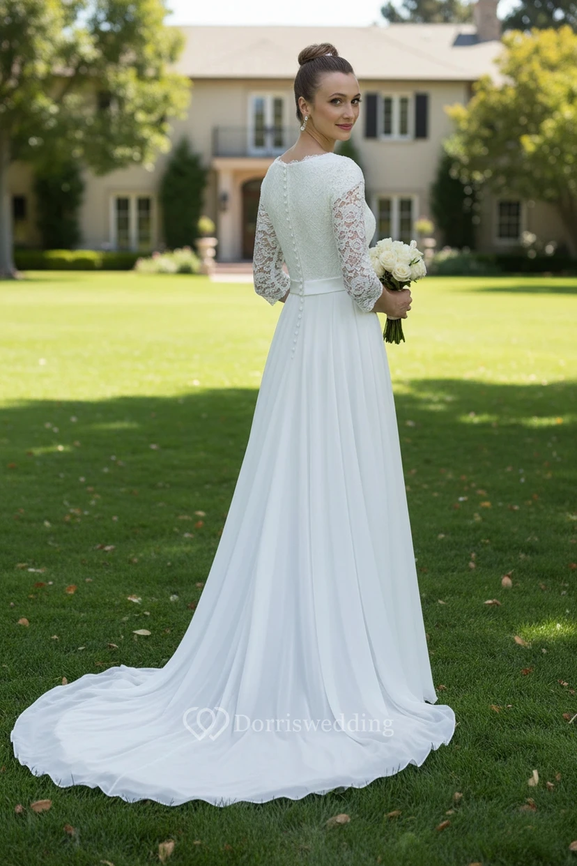 Simple Modest Beach Wedding Dress view 2