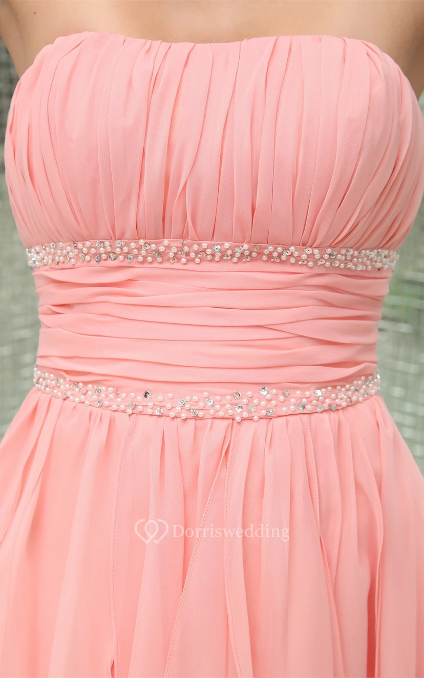 Sleeveless High-Low Chiffon Beading Waist and Dress With Ruching view 5