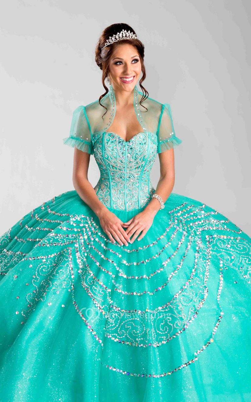 Sweetheart Sequined Ball Gown With A Matching Illusion Jacket view 2