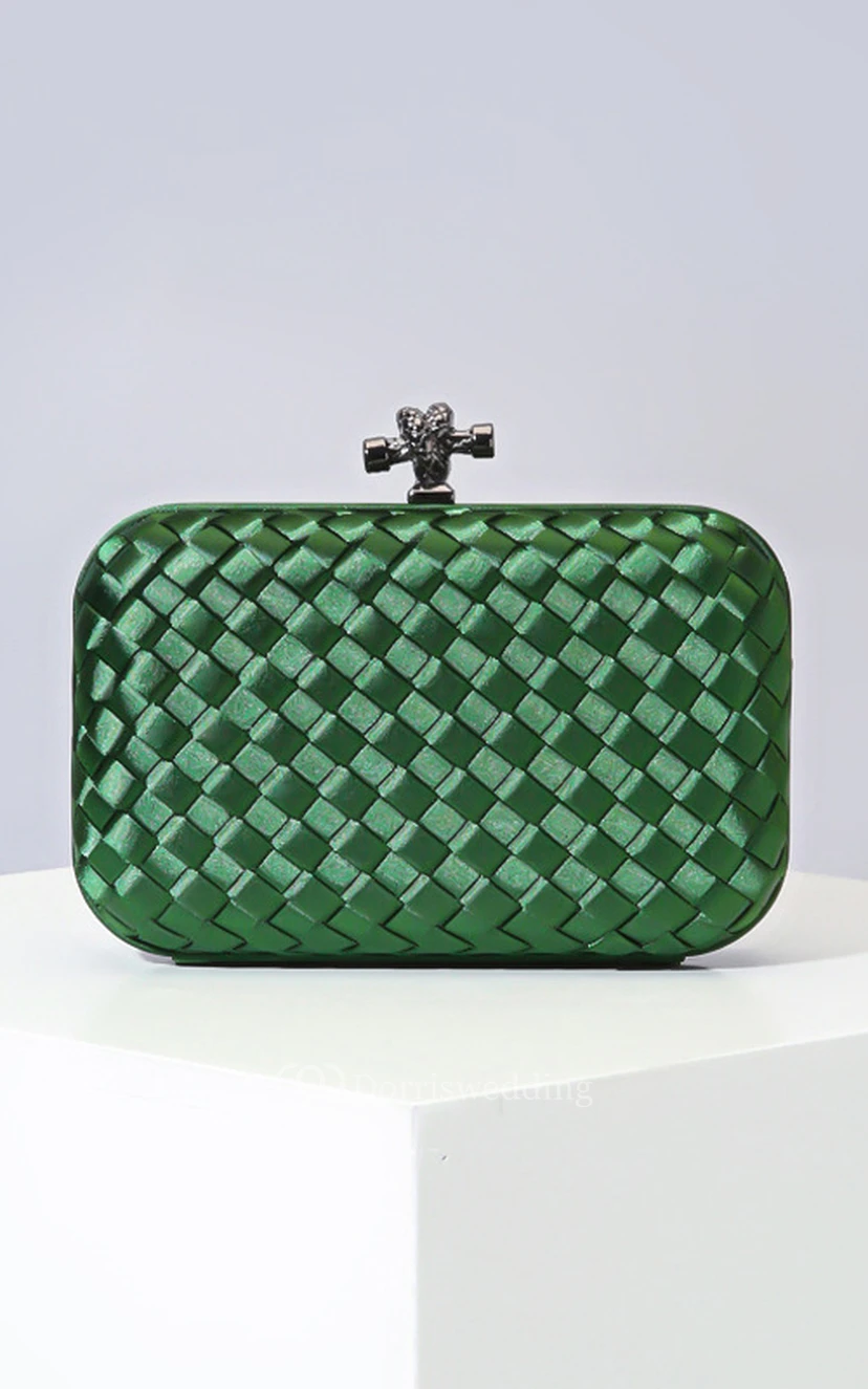 Woven Satin Clutch with Top Clasp view 5