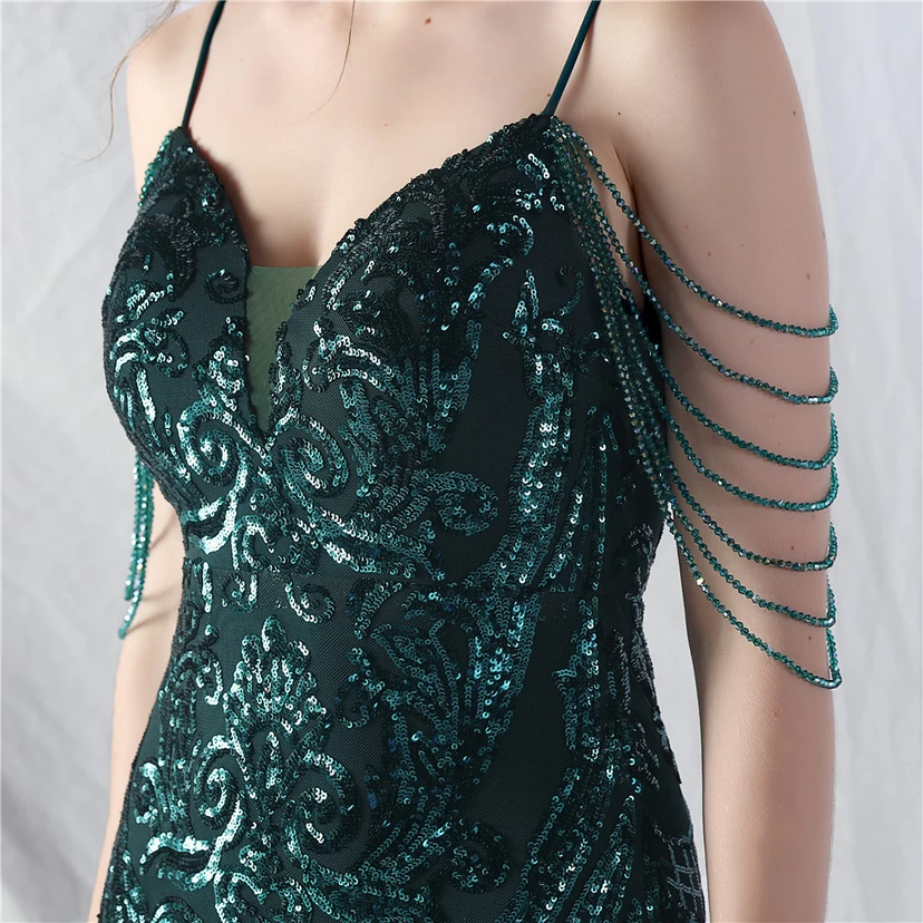 Handgefertigte Perlen, festes Netz, Positionierungsblumenperlen, Spleißnetz, heißes Tanz-Feier-Performance-Kleid view 79