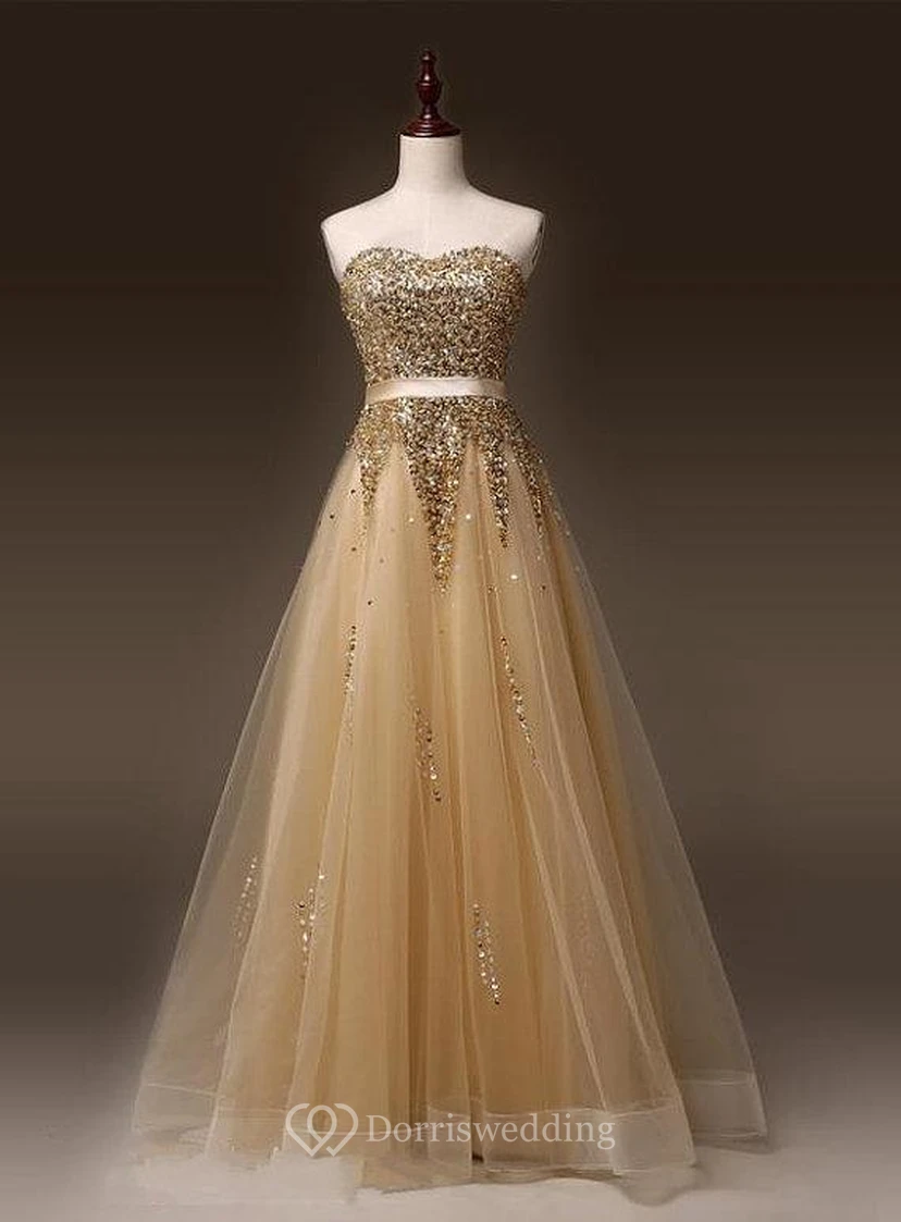 Newest Sweetheart Sleeveless Sequins Evening Dress Zipper Floor-length