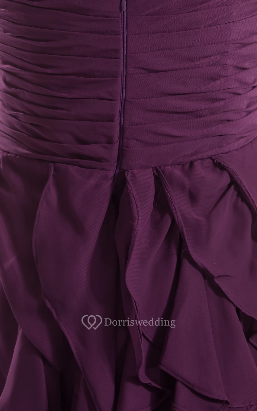 Sweetheart High-Low Dress With Beading and Cascading Ruffles view 4