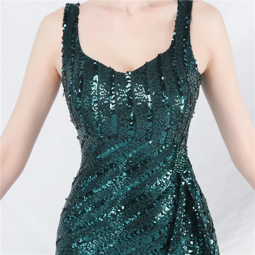 Robe de soirée longue à sequins et perles artisanales view 28