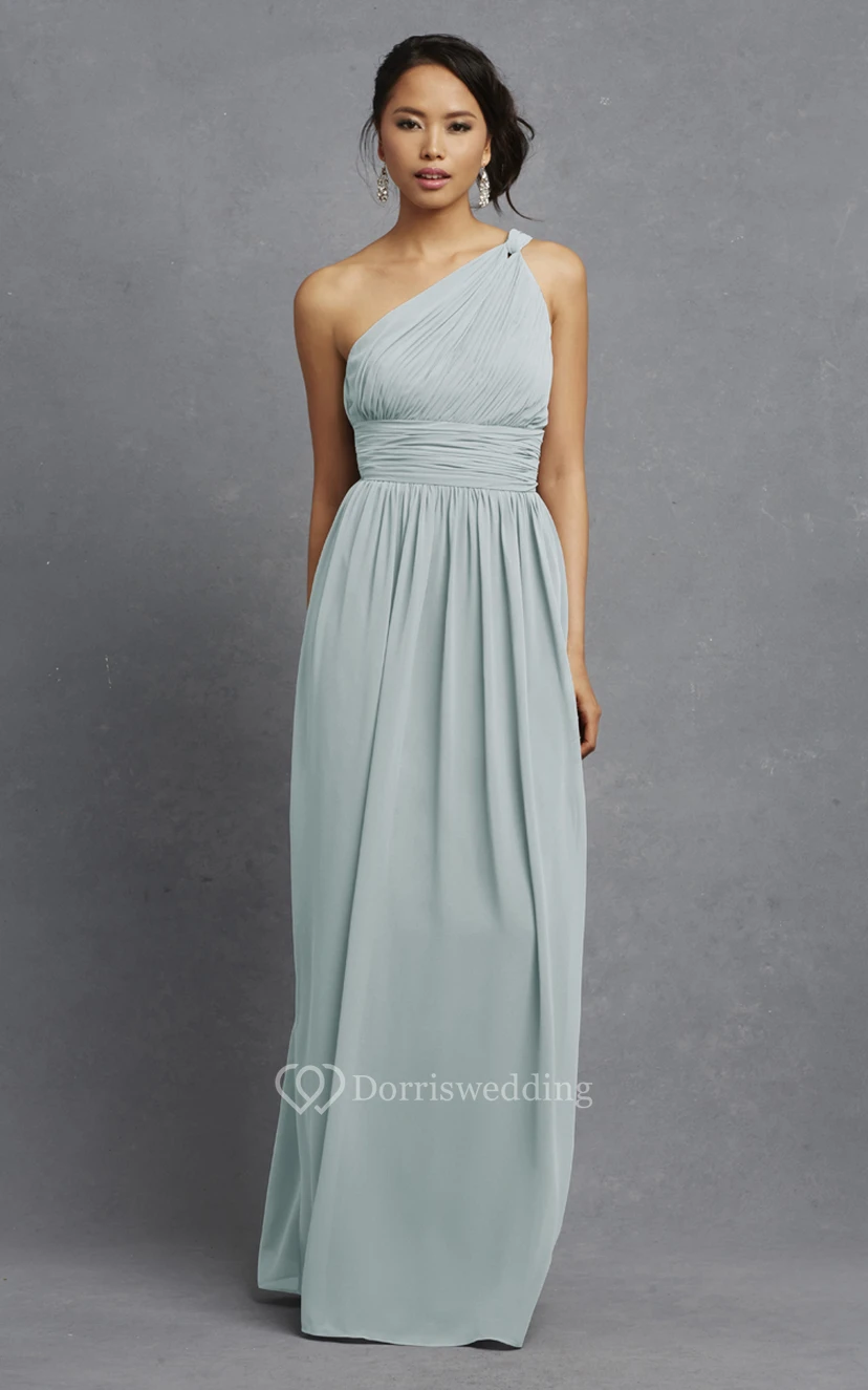 Long-Chiffon Modern One-Shoulder Dress With Ruching view 32