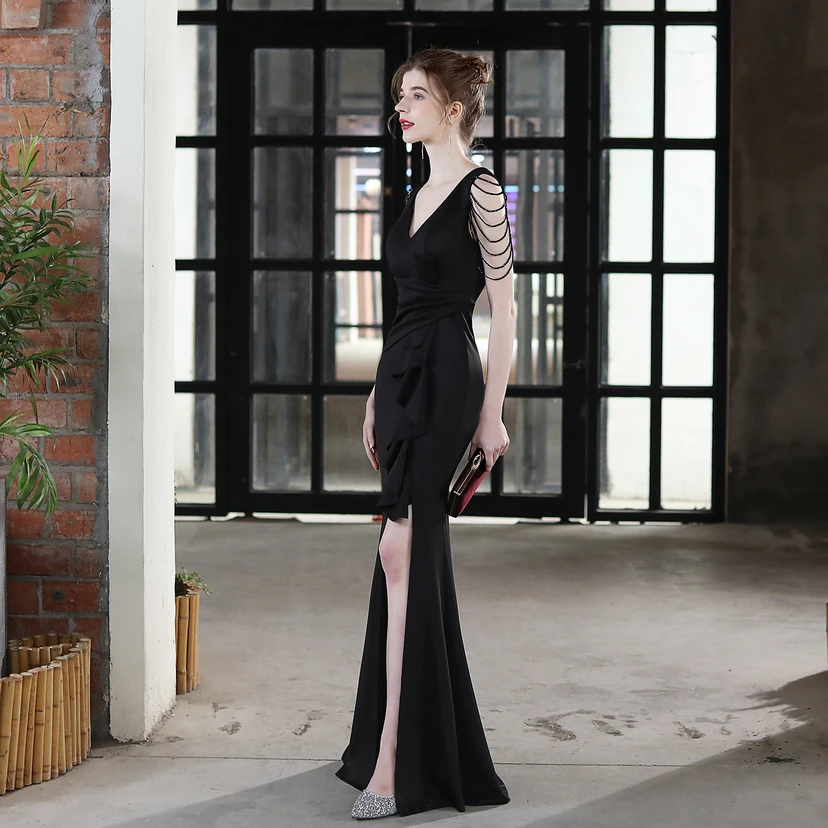 Toast Dress Bride Long Sling Thank-You Banquet Slim Fishtail Skirt Wedding Car Model Exhibition Dress view 14