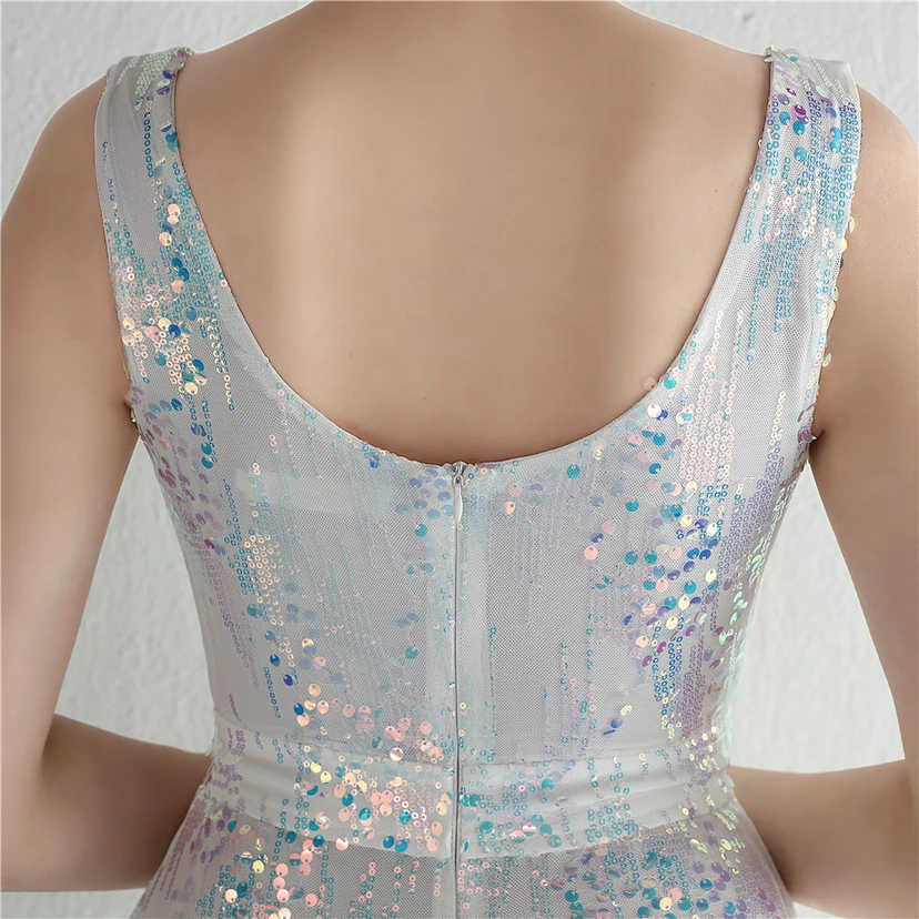 Nouvelle jupe longue fendue à sequins Aura Queen, style banquet de célébrités. view 34