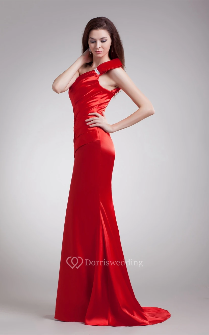 Shining One Shoulder Sleeveless Brush Train Special Occasion Dresses view 2