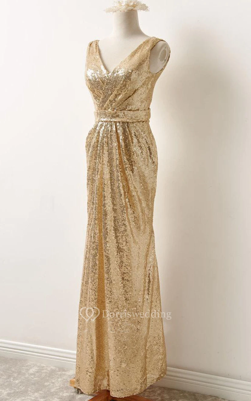 Gold Sparkle Formal Women Sequins Mother Dress for Wedding view 4