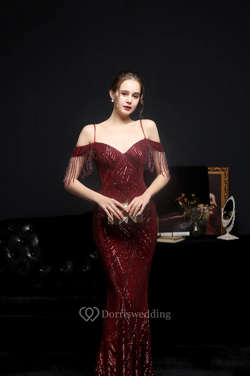 Sequined Fishtail Long Dress Performance Internet Celebrity Event Banquet Car Model Etiquette Evening Dress view 23