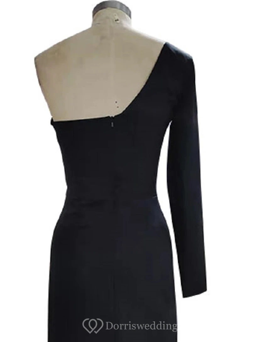 One-shoulder Asymmetrical Front Split Sheath Evening Prom Dress view 2