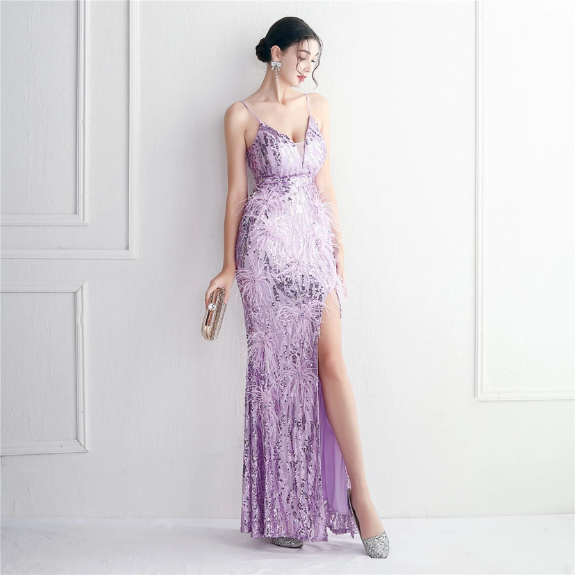 Positioning Flower Craft Beading Craft Imported Wool Dress Long Banquet Slim Evening Dress Elegant Temperament view 40